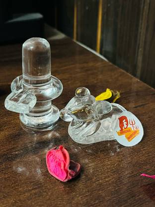 DARIDRA BHANJAN crystal shiva lingam lord shiva lingam statue Nandi Idol Statue shivling nandi Decorative Showpiece  -  5 cm