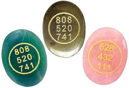 VIBESLE Crystal Green Jade, Golden Pyrite and Rose Quartz Zibu Coins | Zibu Coins Decorative Showpiece - 2 cm