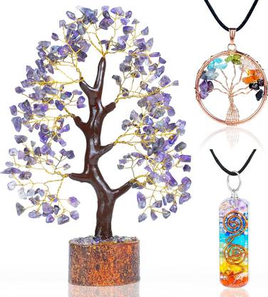 VIBESLE Amethyst Crystal Tree of Life - Gemstone Tree for Positive Energy - Chakra Tree Decorative Showpiece  -  25 cm