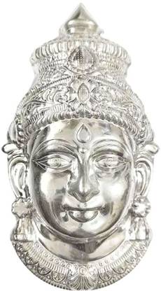 SVC Handicrafts Germen Silver Varalakshmi Face Idol 8 Inch Ammavari Face / Laxmi Mukhota Decorative Showpiece  -  20 cm