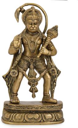 Pink Peony Lord Ram Bhakt Hanuman Brass Statue Sculpture for Puja Mandir Size : 12.5 INCH Decorative Showpiece  -  31.75 cm