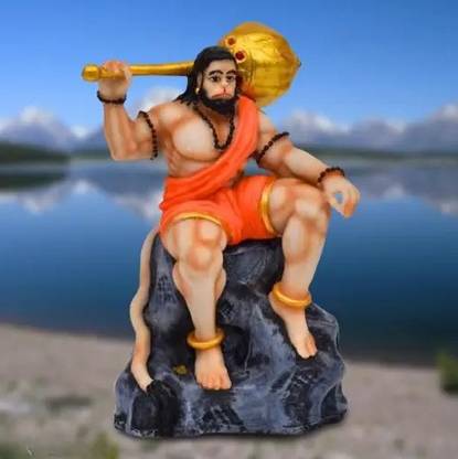 Digital Comm Bahubali Small Hanuman Ji Murti Height- 4.8 Inch For Home Car Dashboard Decorative Showpiece  -  12.1 cm