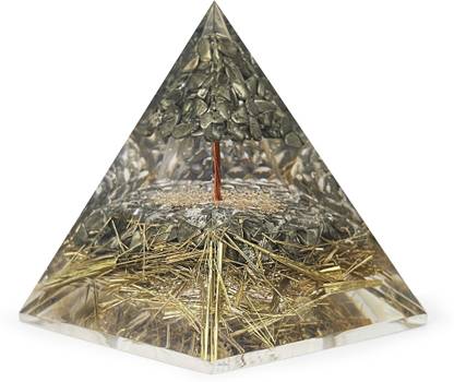 SOLAVA Original Pyrite Crystal Pyramid for Money Good Luck Prosperity Positivity Vastu Decorative Showpiece  -  8.5 cm