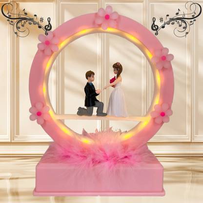 BLISSFUL Love Ring Light Couple with Music, Gift for Valentines Day Wedding New Year Xmas Decorative Showpiece  -  18 cm