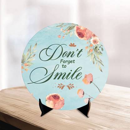 Artvibes Don'T Forgot To Smile Art with Positive Quotes For Office Desk (SP_1202) Decorative Showpiece  -  19 cm
