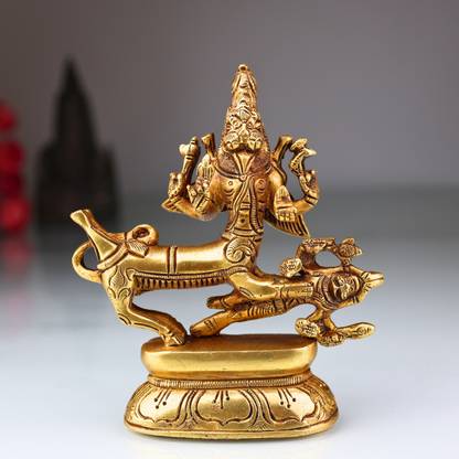 Bhunes Brass Lord Shiva Incarnated As Sharabha | Sharabhesvara | Brass Shiva | Brass Sharabha Idol | Sharabheshwara Idol | Brass | Sharabheshwara Swamy Statue | Brass Sharabha Idol | Sarabha Decorative Showpiece  -  14 cm