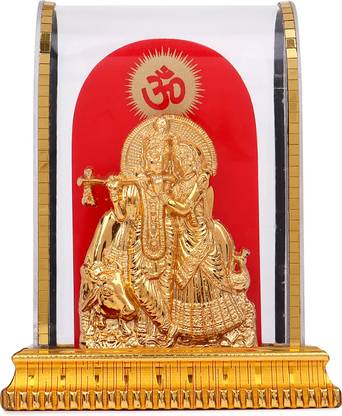 Awesome Craft Radha Krishna Statue In Golden Decorative Showpiece  -  12.5 cm