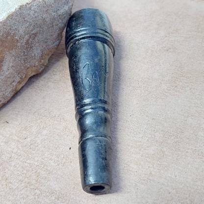 Sunmoonjewel OM Symbol Black Colour Hard Rock Clay Chillum Smoking Pipe Small Handmade Chilum Decorative Showpiece - 8 cm