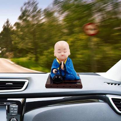 ROSEFAIR Cute Little Monks Monks Figurine Statue Car Shaking Head Chinese Monk Statue Decorative Showpiece  -  9 cm