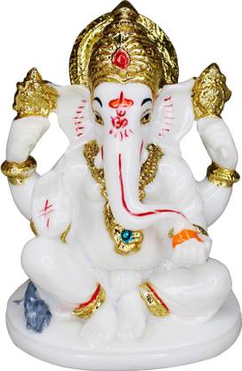 vinayakmoorti Marble Made Shree Ganesha Statue Ganesh Murti Ganesh Idol (Height:- 11 Inch) Decorative Showpiece  -  11 cm