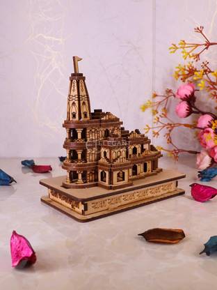DARIDRA BHANJAN Shri Ram Mandir Ayodhya Temple Multicolour shri ram janm bhumi mandir wooden Stone Home Temple