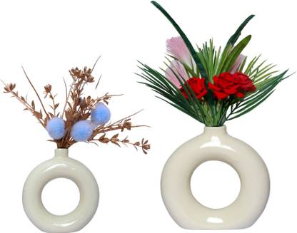 Flipkart SmartBuy Matte/Glossy Finish Round Shaped Flower Pot for Modern Gardens" Decorative Showpiece  -  15 cm