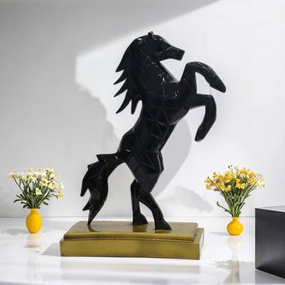 DPI Black Ferrari Horse Figurine/ Statue Decorative Showpiece  -  30 cm