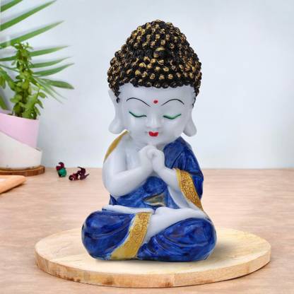 GW Creations HomeDecor Showpiece Beautiful Lord Meditating Position Monk Statue For Good Luck Decorative Showpiece  -  20 cm