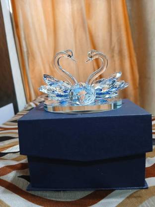 shubhagman shubhagman Crystal Swan Statue Duck Transparent Couple Swan for Home Car Office Decorative Showpiece  -  5 cm
