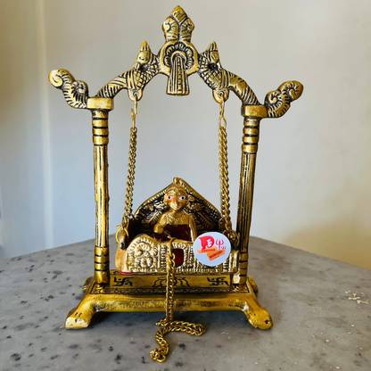 DARIDRA BHANJAN Metal Swing Laddu Gopal Jhula, Krishna Hindola Palana, Krishna ji Statue Jhula