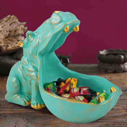 FAMTURE Angry Hippopotamus Mouth Open Face Sculpture Polyresin Showpiece for Home Decor Decorative Showpiece  -  8.4 cm