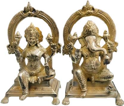 Lal JI Superfine Lakshmi Ganesh Brass Statue Decorative Showpiece  -  25 cm