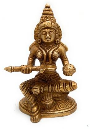 Bhunes Brass Goddess Annapurna Devi Idol Annapurneshwari Annpurna Annapoorneshwari Decorative Showpiece  -  12 cm