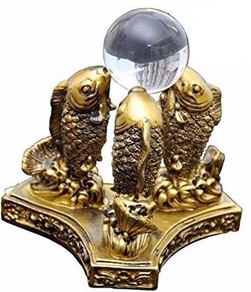 Vastu Shubharambh set of 3 dolphin with crystal ball Decorative Showpiece  -  12 cm