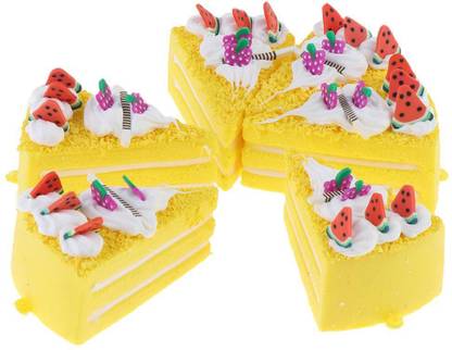Calandis 6 Pcs Realistic Artificial Cake Fake Cake Model Home Decoration Yellow Decorative Showpiece  -  5 cm