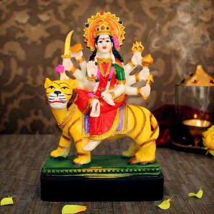 TIED RIBBONS Goddess Nav Durga Devi Sherawali MATA Murti Idol Decorative Showpiece Decorative Showpiece  -  22 cm