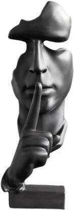 Lyla Silence is Golden Statue Thinker Sculpture Abstract Keep Silent Gray Decorative Showpiece  -  5 cm