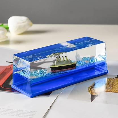 Trendegic Wave Cruise Ship Decoration for Stress Relief, Office Desk Décor and Paperweight Decorative Showpiece  -  6 cm
