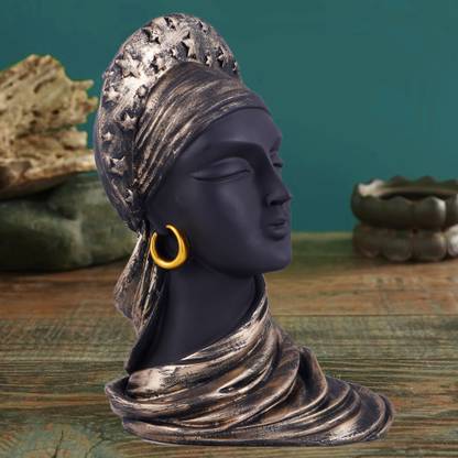 FAMTURE FAMTURE Black Ancient Egyptian Queen Sculpture Nefertiti Bust Figurine Decorative Showpiece  -  13.35 cm