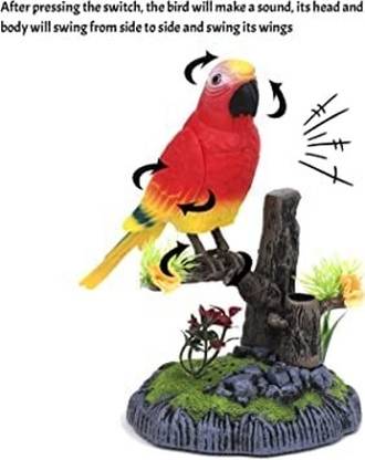 PREZZIE HUB Musical flapping parrots do some physical movement & singing Decorative Showpiece  -  12 cm