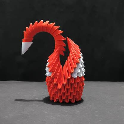 Tulsi Origami Striking 3D Origami Red Swan – Handcrafted Decorative Art Piece Decorative Showpiece  -  15 cm