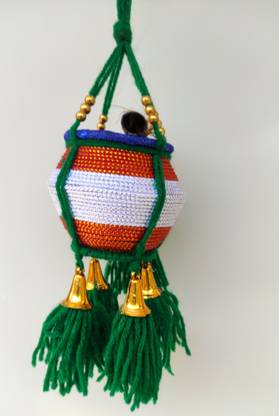 Devaa Small butter pot, Krishna uri pot, Krishna Butter Pot for home or car decoration Decorative Showpiece  -  10 cm