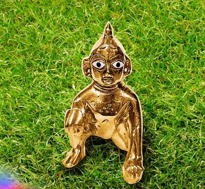 Uniqon Brass (3 No Size ) Thakur Ji God Idol Temple Poojan,Idol,Weight-180 Grams Decorative Showpiece  -  8.5 cm