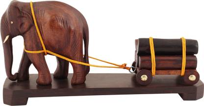 CAUVERY HANDICRAFTS Rosewood Log Elephant Decorative Showpiece  -  20 cm