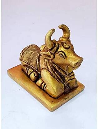Arya Hawan Samagri Bull Idol Shiv Parvati Vahan| Sitting Nandi Brass Statue,5.5 cm (235 g) Decorative Showpiece  -  5.5 cm