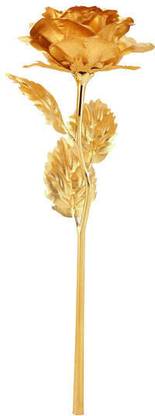 DeoDap Luxury Decorative Gold Plated Artificial Golden Rose with Box Decorative Showpiece  -  29 cm