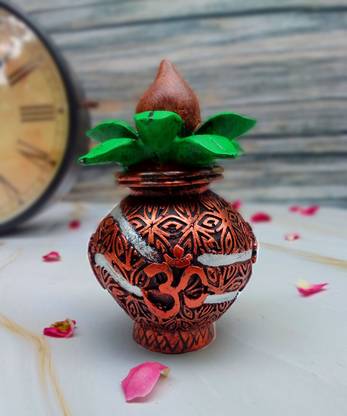 shinde exports artificial kalash with coconut or pooja decoration items for mandir Decorative Showpiece  -  10 cm