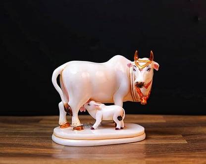 VAMIKA HANDICRAFTS Cow And Calf Statue Decorative Showpiece  -  9 cm