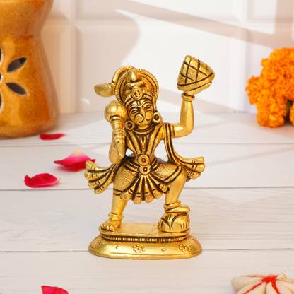 Shreeyash Hanuman Ji Brass, Lord Hanuman Murti Idol, Hanuman ji Small Size Decorative Showpiece  -  8 cm