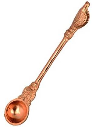Jinali Gems JNALI GEMS Copper Achmani Spoon, for Pooja Size: 4 Inch Set of 2 Pcs Decorative Showpiece  -  15 cm