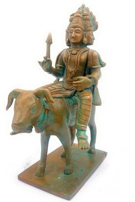 South Brass Bronze Agni Dev Idols Handmade Panchdhatti Aagni Dev Statue Decorative Showpiece  -  26 cm