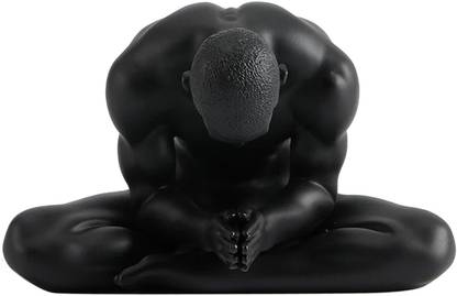 Calandis Nude Man Statues Devout Resin Crafts Tabletop Figurine Sculpture Decor Black Decorative Showpiece  -  10 cm