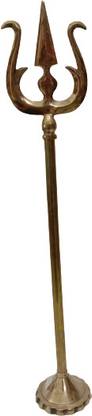 BRASS BLESSING LARGE - BRASS TRISHUL Trident of Hindu Lord Shiva - SHIV Weapon (586) Decorative Showpiece  -  4 cm
