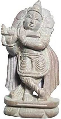 Zoltamulata Natural Pink Soap Stone Krishna Bhagwan Standing Statue Length 2.2 Inch Decorative Showpiece  -  5 cm