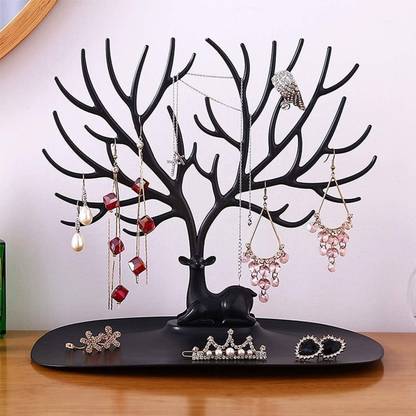 DeoDap Deer Antlers Jewelry Holder For Earrings Necklace Jewelry Organizer Display Decorative Showpiece  -  23 cm
