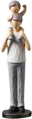 BNF Resin Craft Figurines Family Member Statue Sculptures Dad and Son Decorative Showpiece  -  10 cm