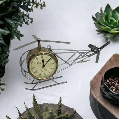 Craferia Export Stylish Hand Painted Helicopter Wall Clock Decorative Showpiece  -  28 cm
