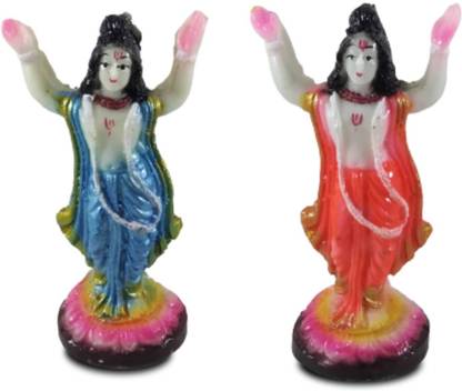 Karukrit collections Dancing Gaur Nitai/Chaitanya & Nityanand Mahaprabhu Murti Idol Decorative Showpiece  -  11 cm