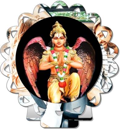 GiftsRange Garun Garuda Vishnu's Eagle Car Dashboard Idol Silver Mirror Shine Decorative Showpiece  -  8 cm