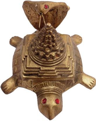 eshoppee vastu shri Shree Yantra on Tortoise with Protective nag Snake. Decorative Showpiece  -  5.5 cm